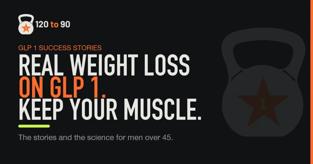 Man over 45 measuring real fat loss progress while keeping muscle on a GLP 1 plan